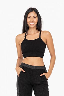 Ribbed Seamless Crop Tank with Strappy Back