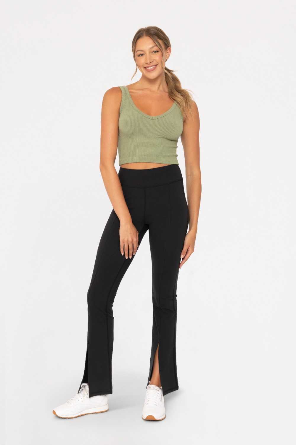 Ribbed Seamless Cropped Tank Top Sage