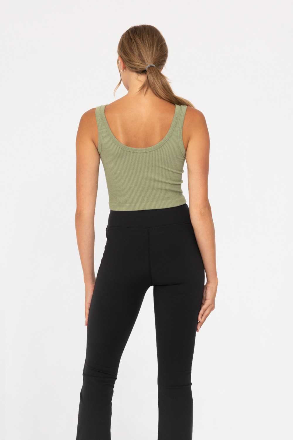 Ribbed Seamless Cropped Tank Top Sage
