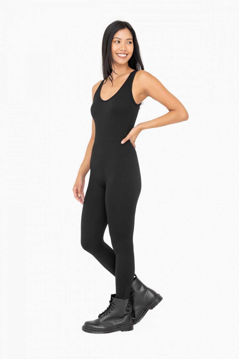 Ribbed Seamless V-Neck Catsuit