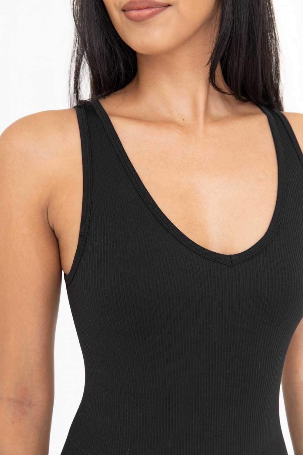Ribbed Seamless V-Neck Catsuit