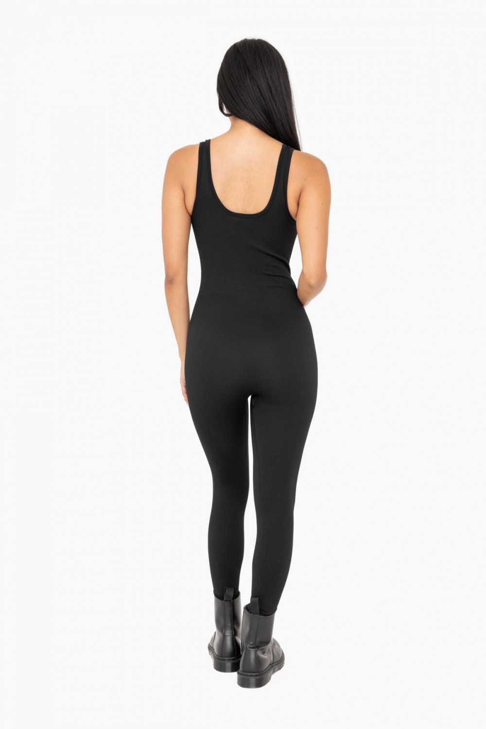 Ribbed Seamless V-Neck Catsuit