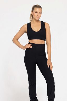 RIBBED V-NECK SPORTS BRA Black