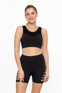 Seamless Laser Cut Sports Bra Black