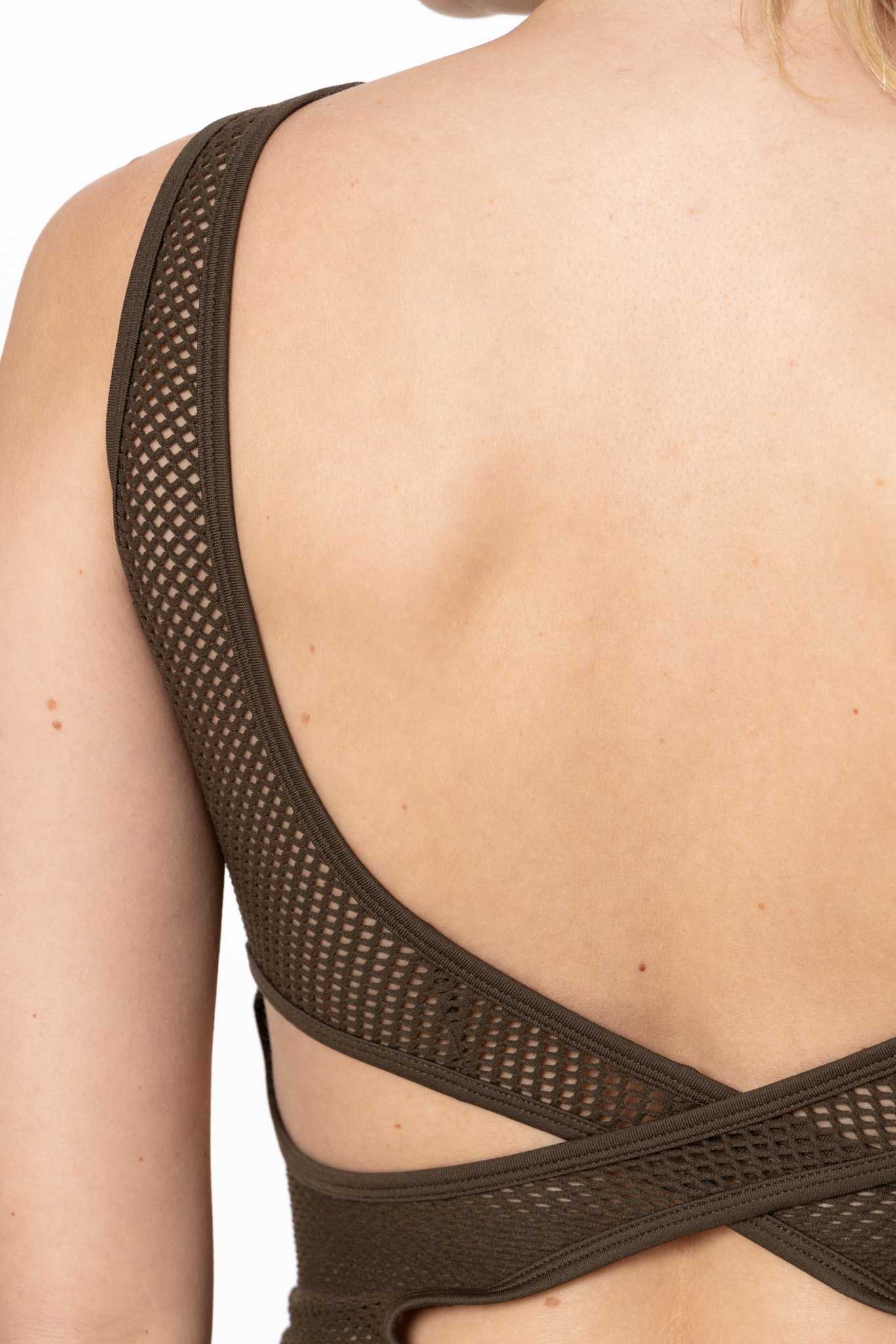 Seamless Laser Cut Tank Top with Cut-Out Back Dark olive