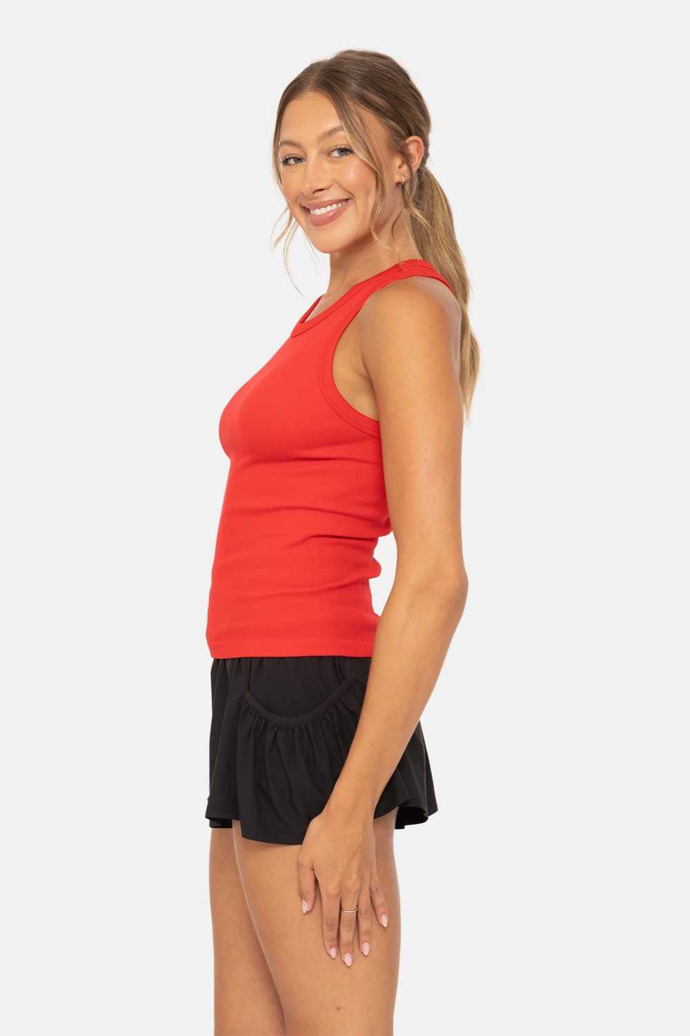 Seamless Ribbed Racerback Tank Top Cherry