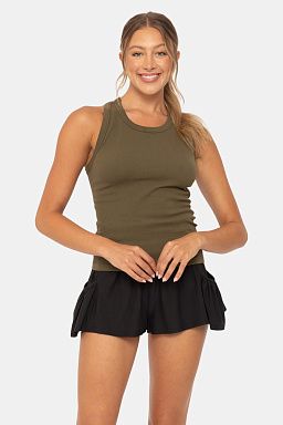 Seamless Ribbed Racerback Tank Top Ivy green