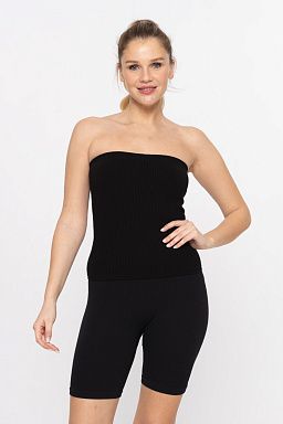 Seamless Ribbed Tube Top Black