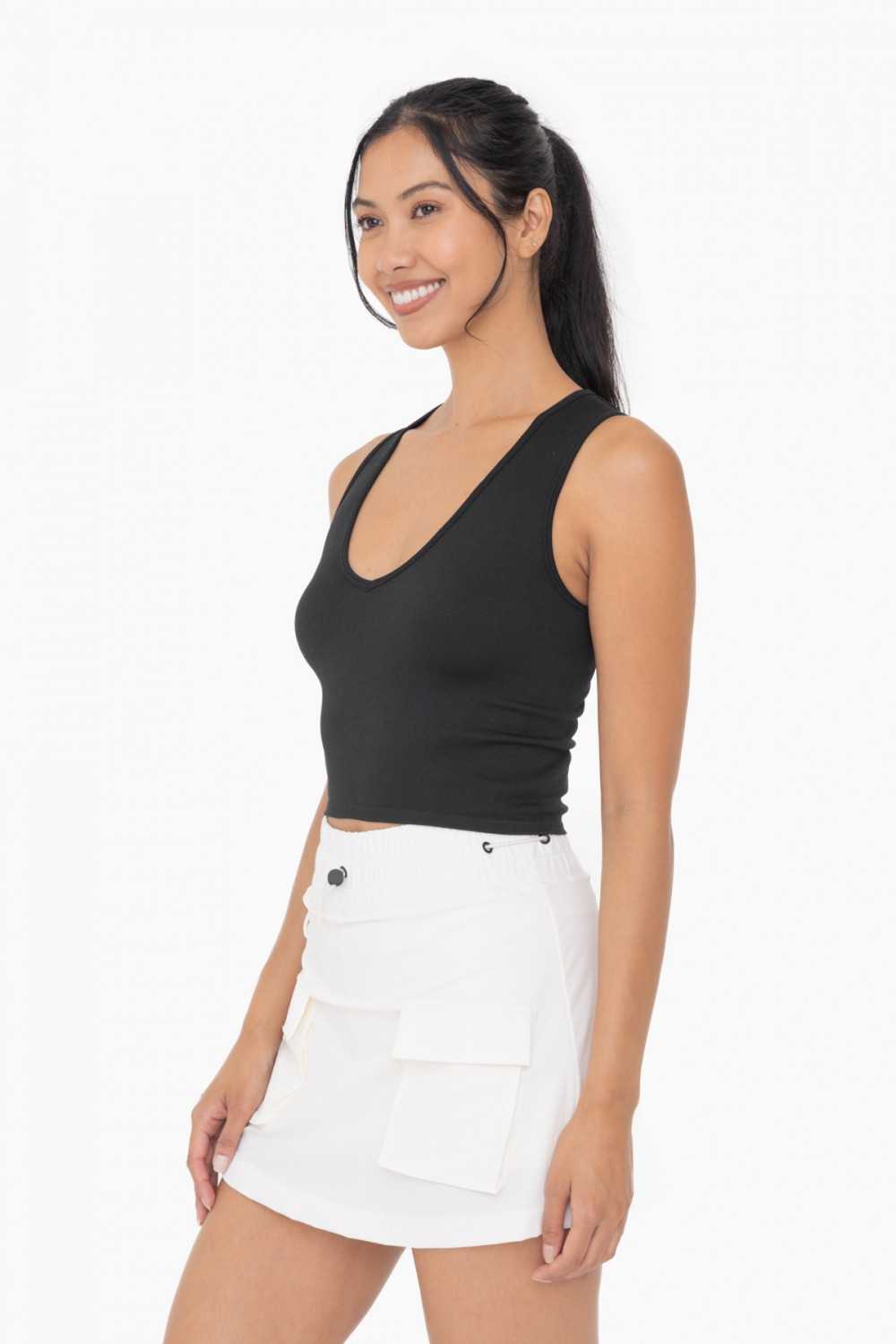 Seamless Ribbed V-Neck Crop Top