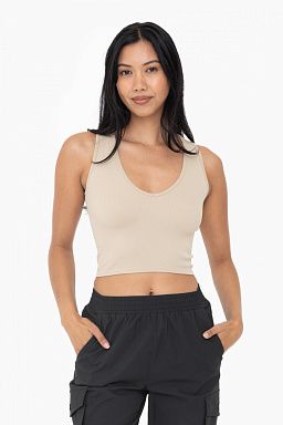 Seamless Ribbed V-Neck Crop Top