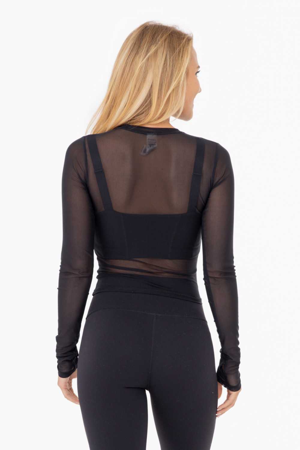 Sheer Mesh Long Sleeve with Thumbholes