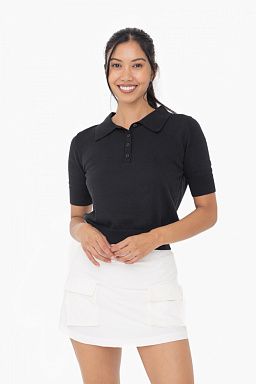 Short Sleeve Knit Polo Top