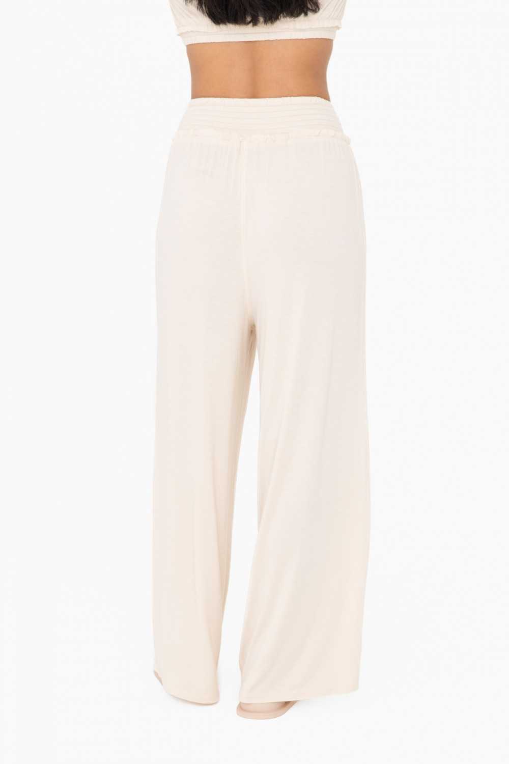 Smocked Waist Wide-Leg Pants