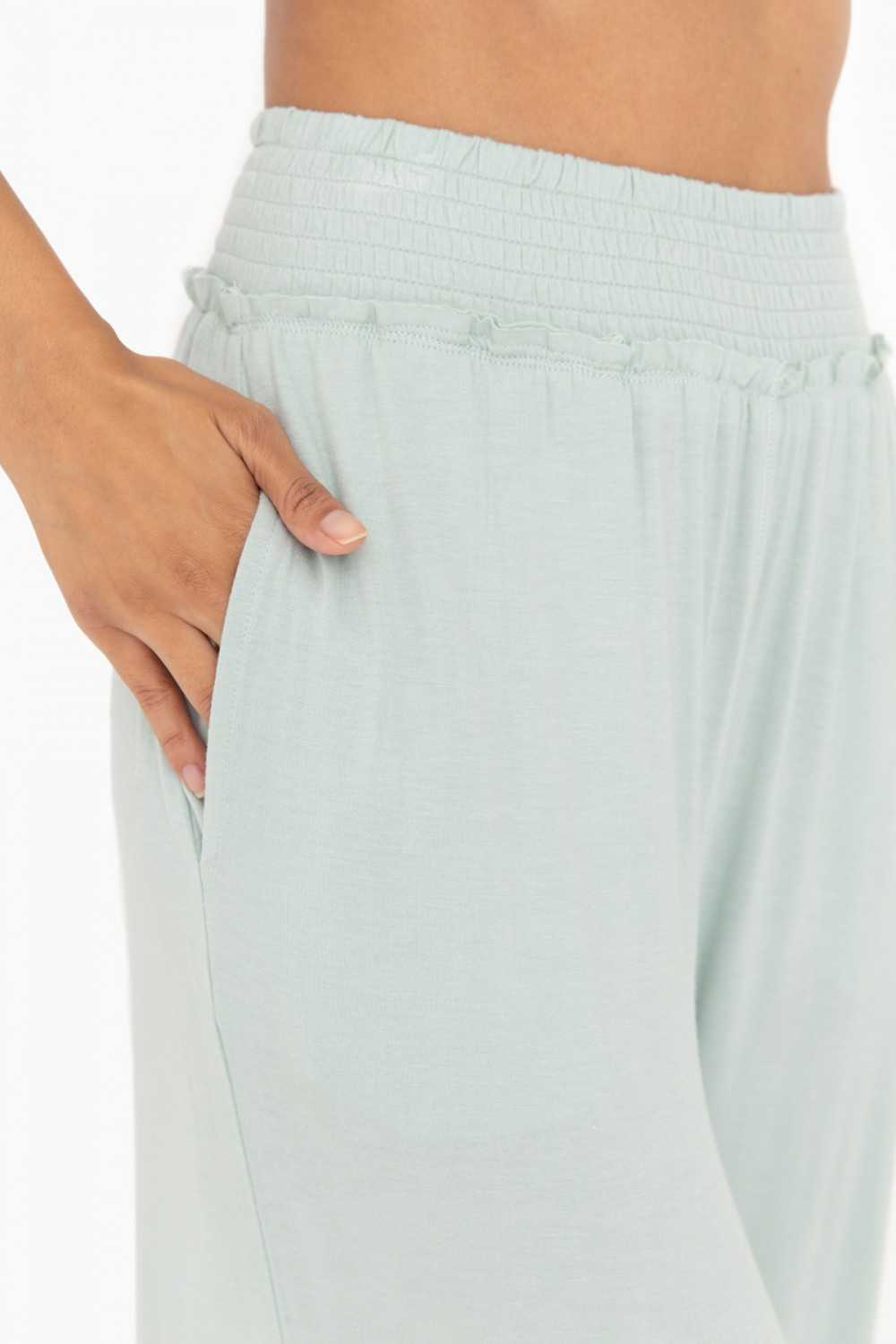 Smocked Waist Wide-Leg Pants