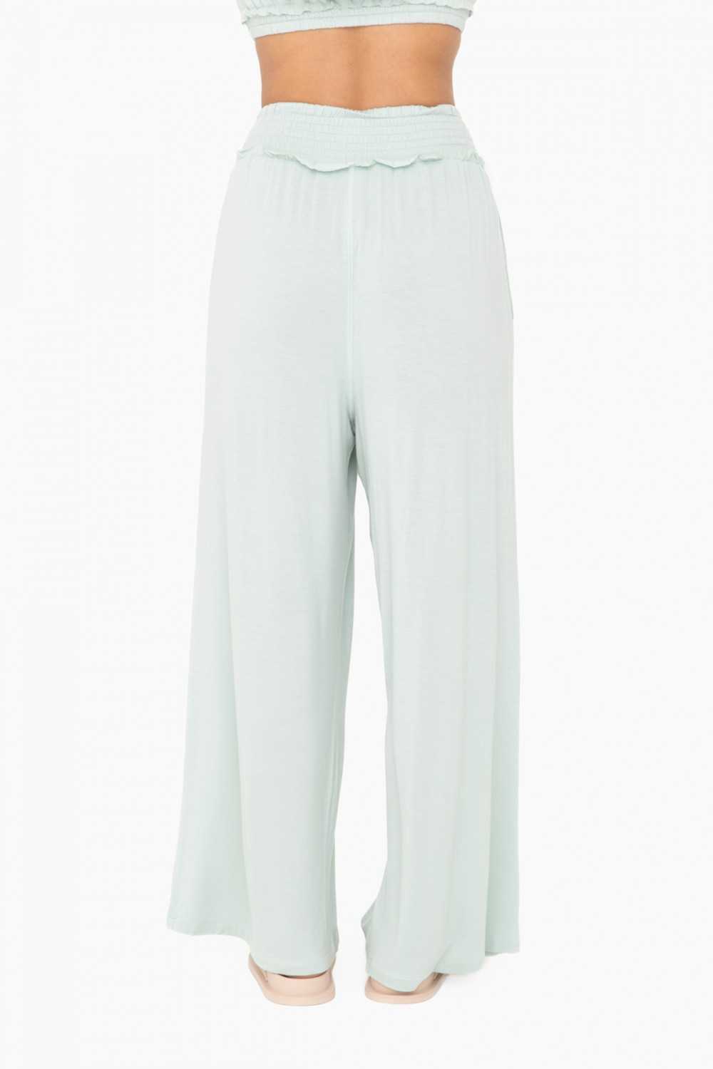 Smocked Waist Wide-Leg Pants