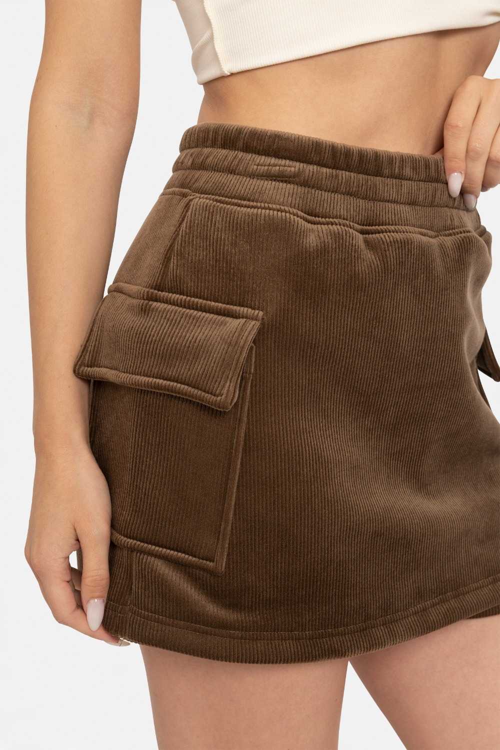 Soft Luxe Corduroy Cargo Skirt Dark earth