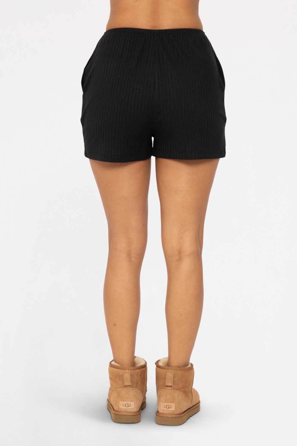 Soft Ribbed Lounge Shorts Black