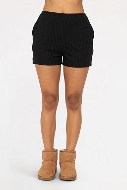 Soft Ribbed Lounge Shorts Black