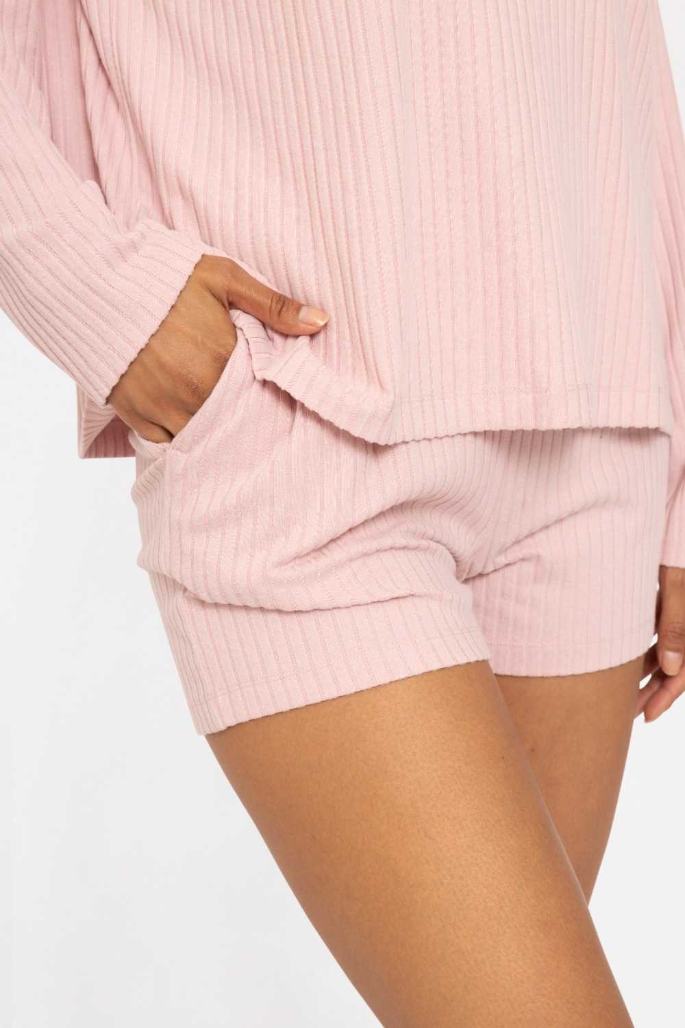Soft Ribbed Lounge Shorts Cool mauve