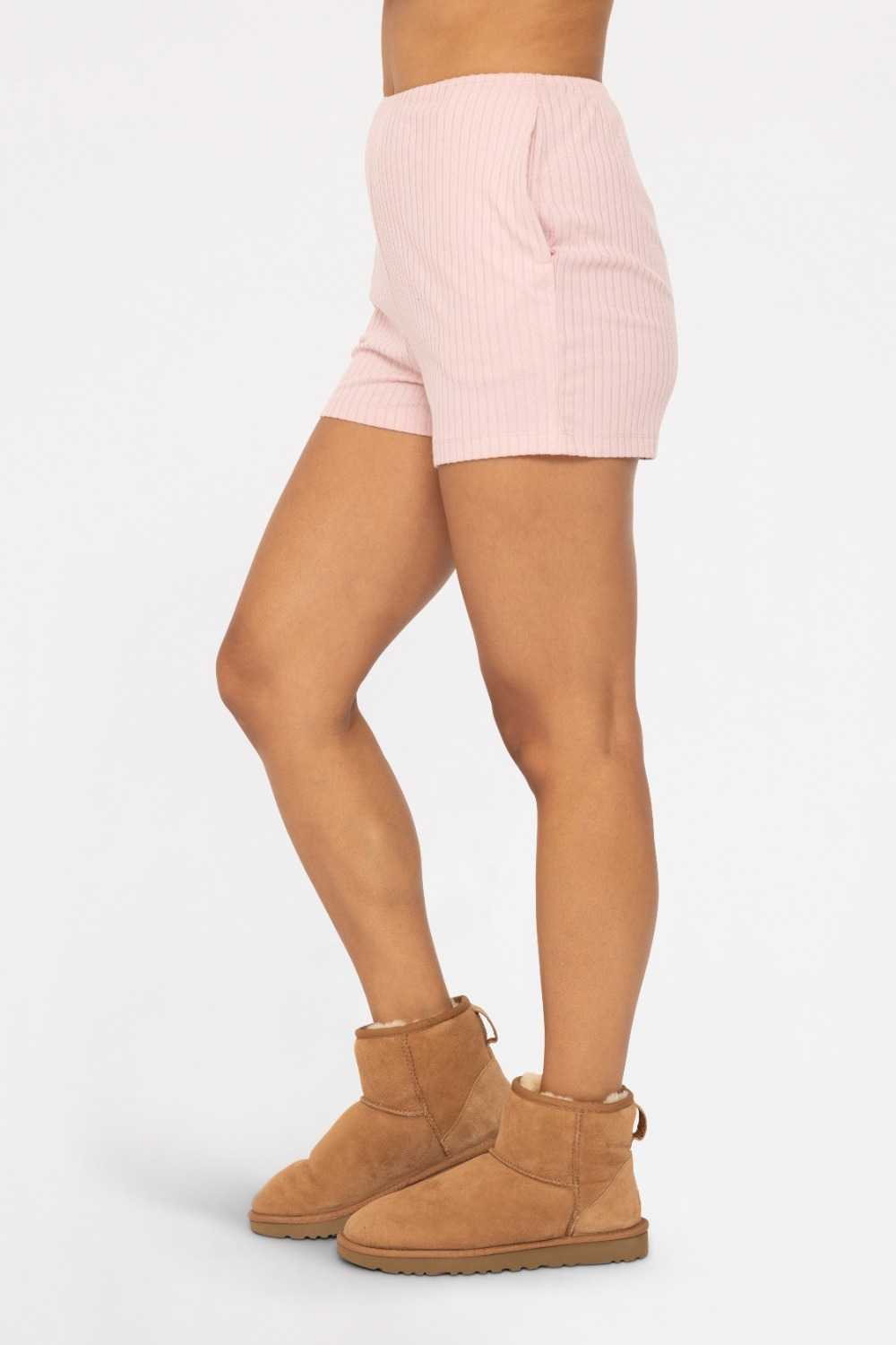 Soft Ribbed Lounge Shorts Cool mauve