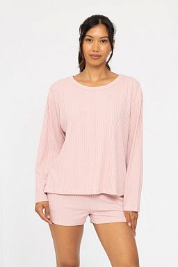 Soft Ribbed Scoop Neck Top Cool mauve