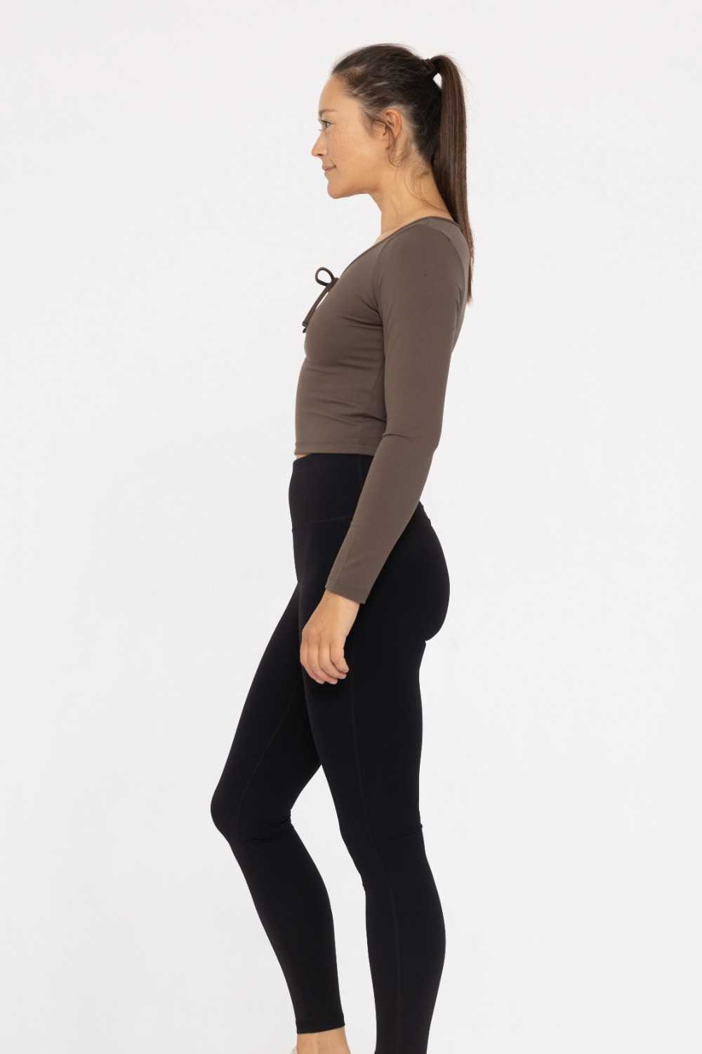 Soft Scoop Long Sleeve Active Top Dark olive