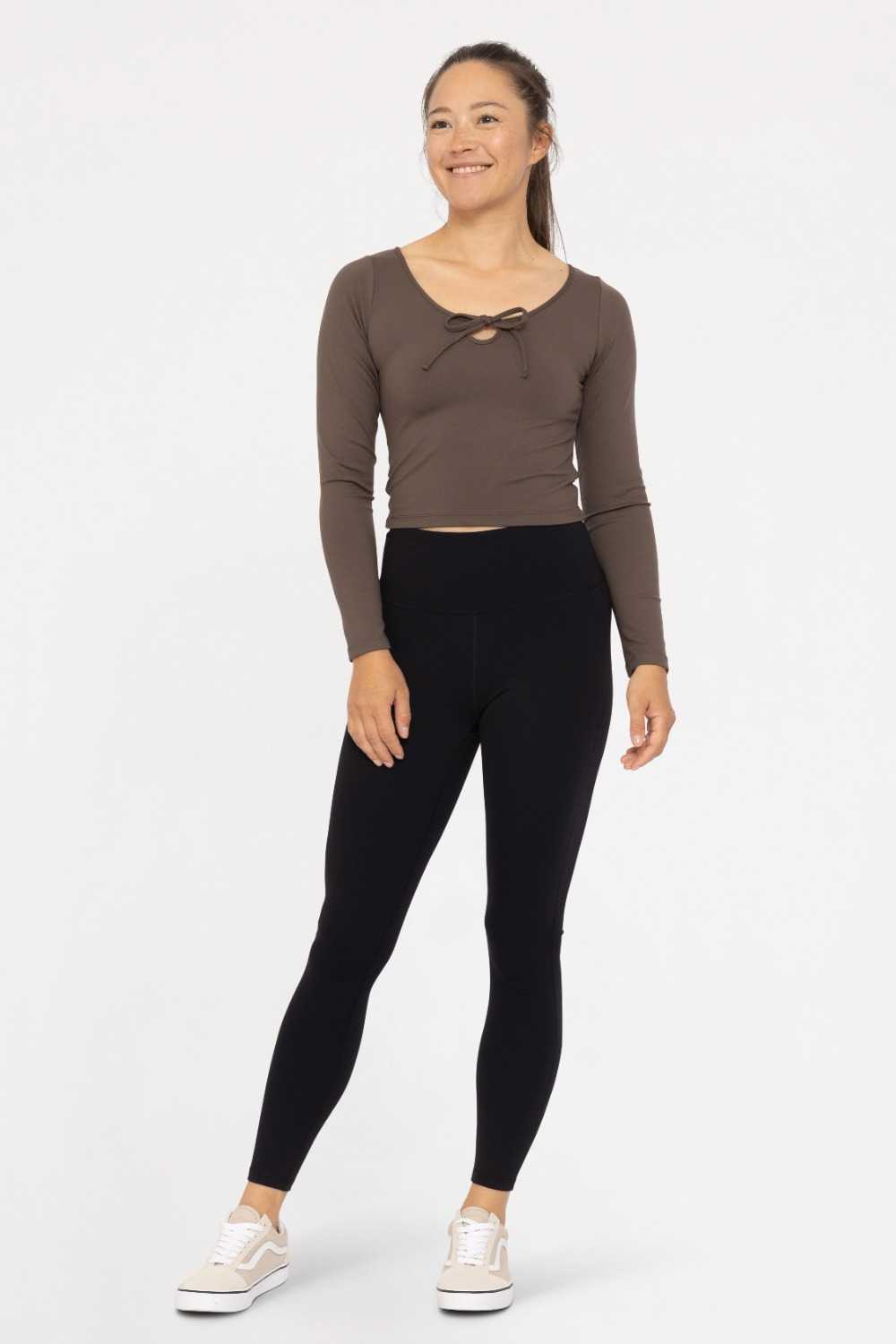 Soft Scoop Long Sleeve Active Top Dark olive