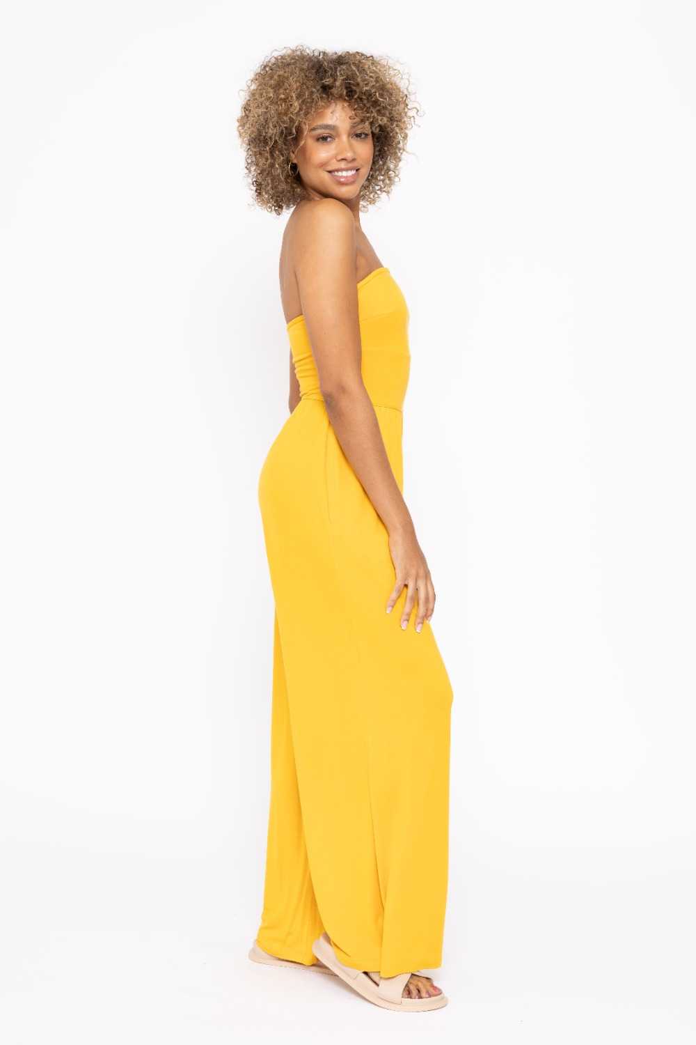 Strapless Flared Lounge Jumpsuit Mango