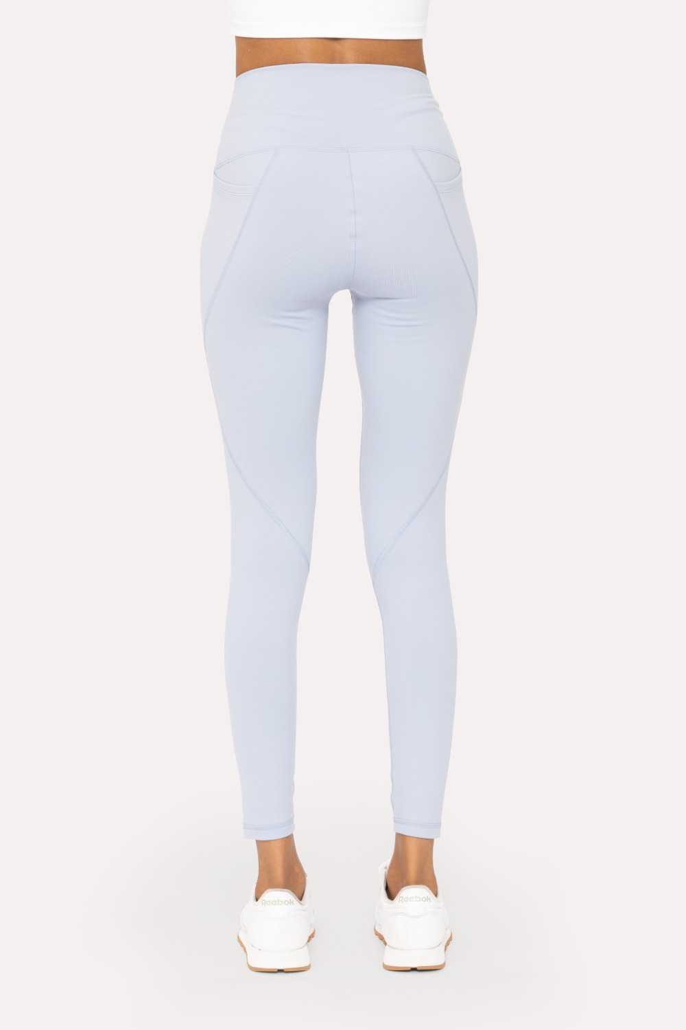 Tapered Band Essential Solid High-Waist Leggings Coastal blue