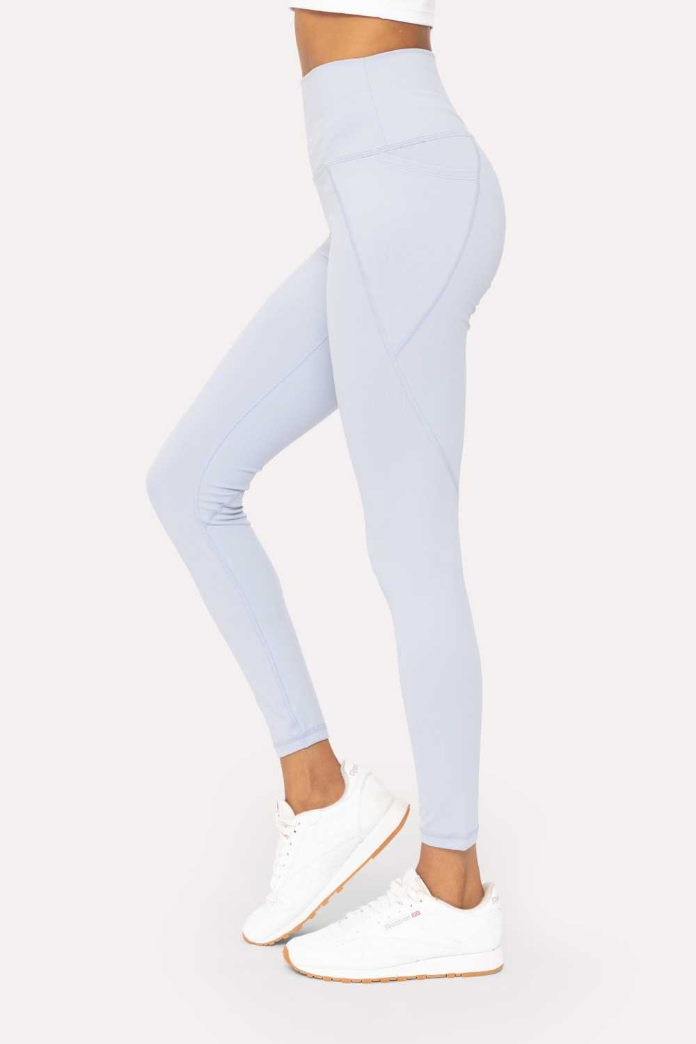 Tapered Band Essential Solid High-Waist Leggings Coastal blue
