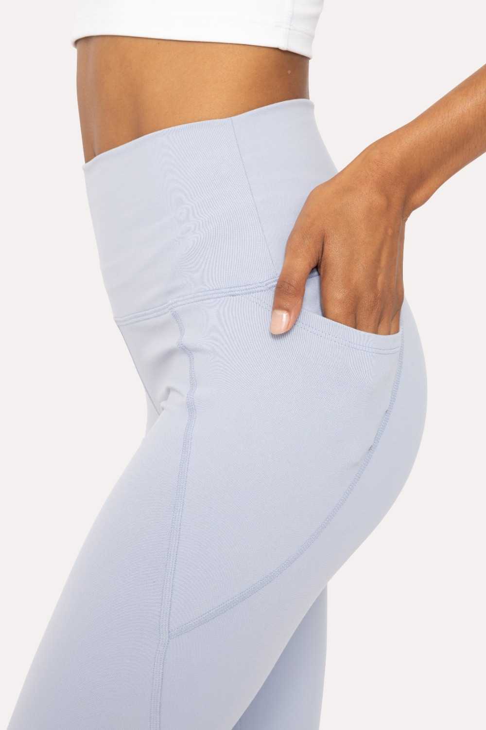 Tapered Band Essential Solid High-Waist Leggings Coastal blue