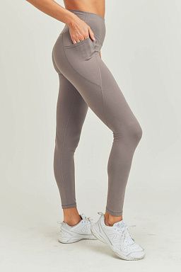 Tapered Band Essential Solid High-Waist Leggings Heather