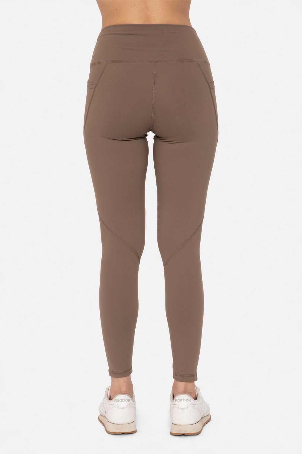 Tapered Band Essential Solid High-Waist Leggings Java