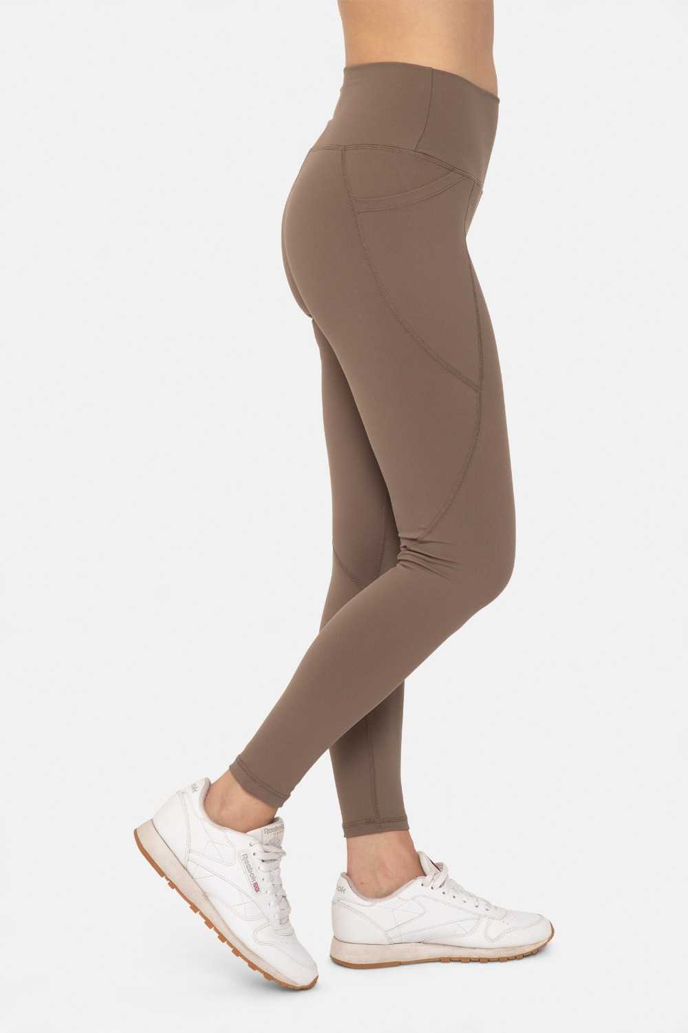 Tapered Band Essential Solid High-Waist Leggings Java