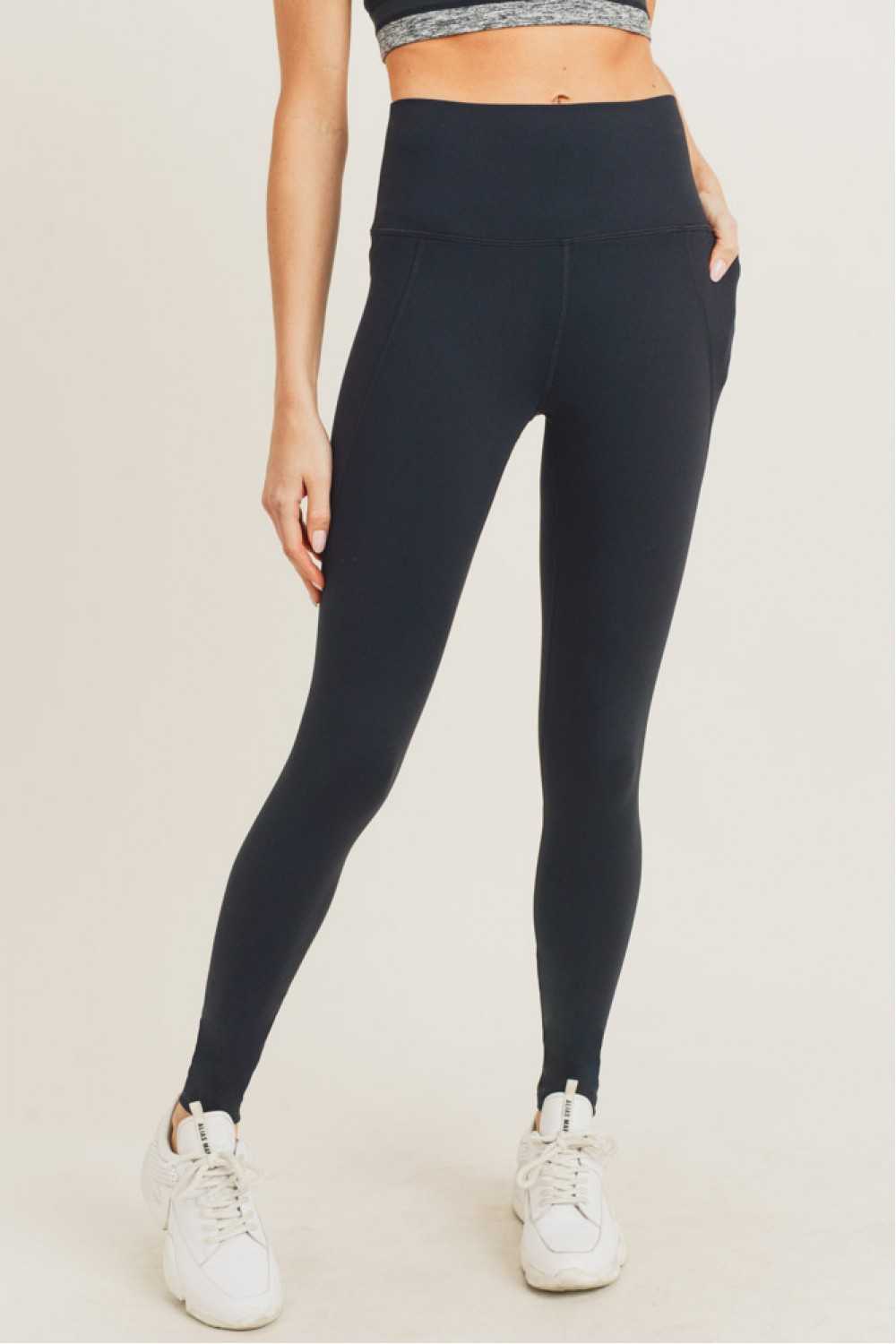 Tapered Band Essential Solid High-Waist Leggings