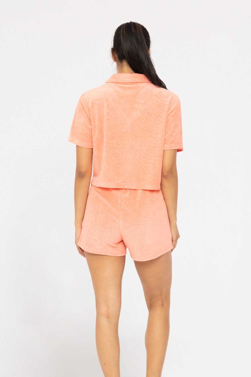 Terry Lapel Button-Up Shirt Watermelon