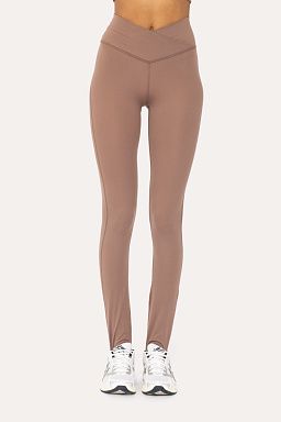 Venice Crossover Waist Stirrup Leggings Deep taupe