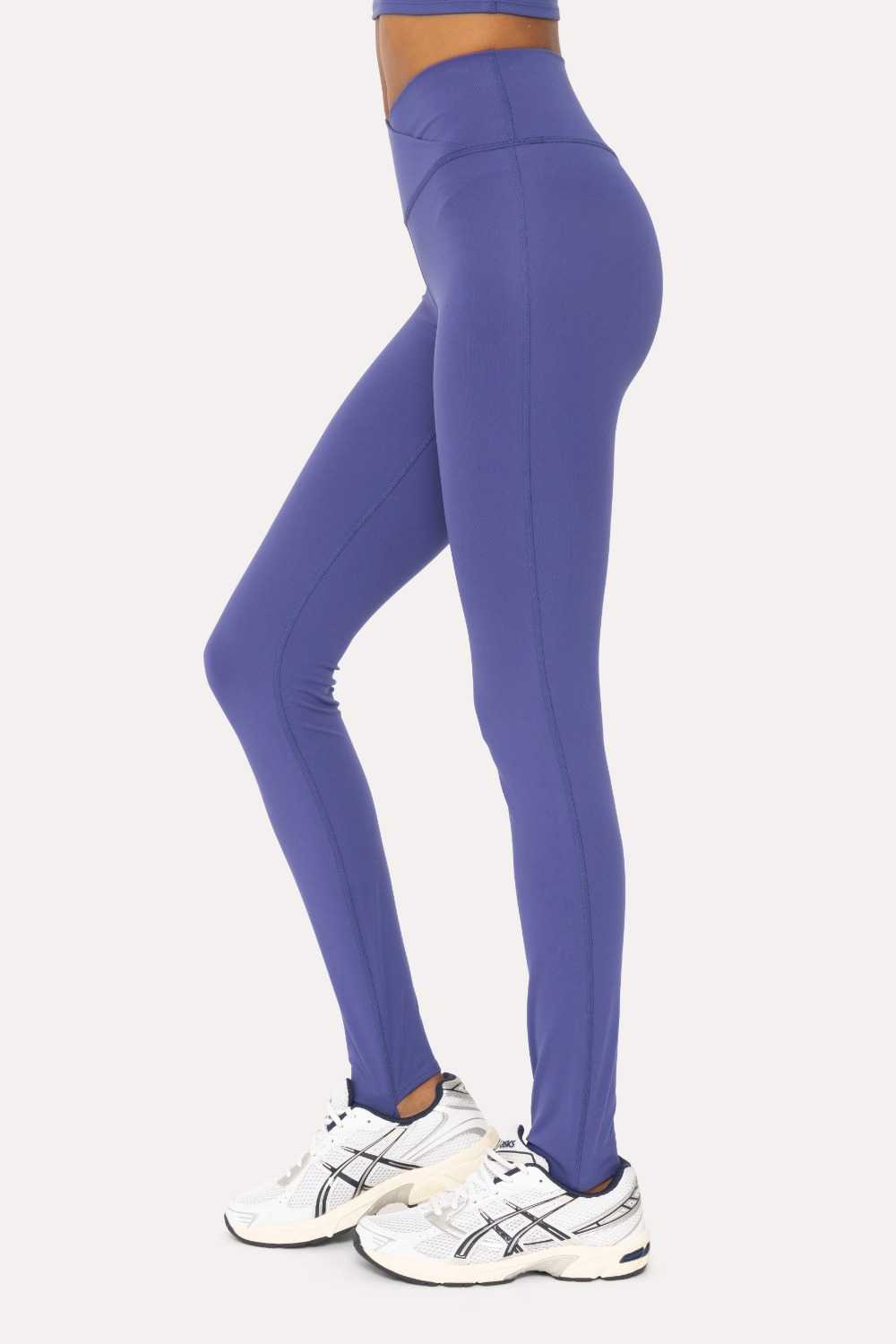 Venice Crossover Waist Stirrup Leggings Orient blue