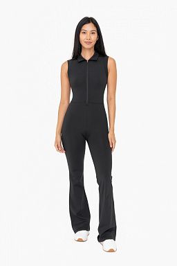 Venice Retro Half Zip Flared Jumpsuit