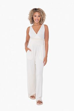 Wide Leg Smocked Waist Jumpsuit