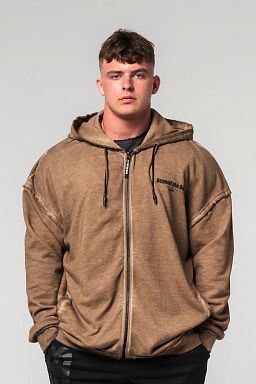 Washed-off Zip Up Hoodie GYM BRO