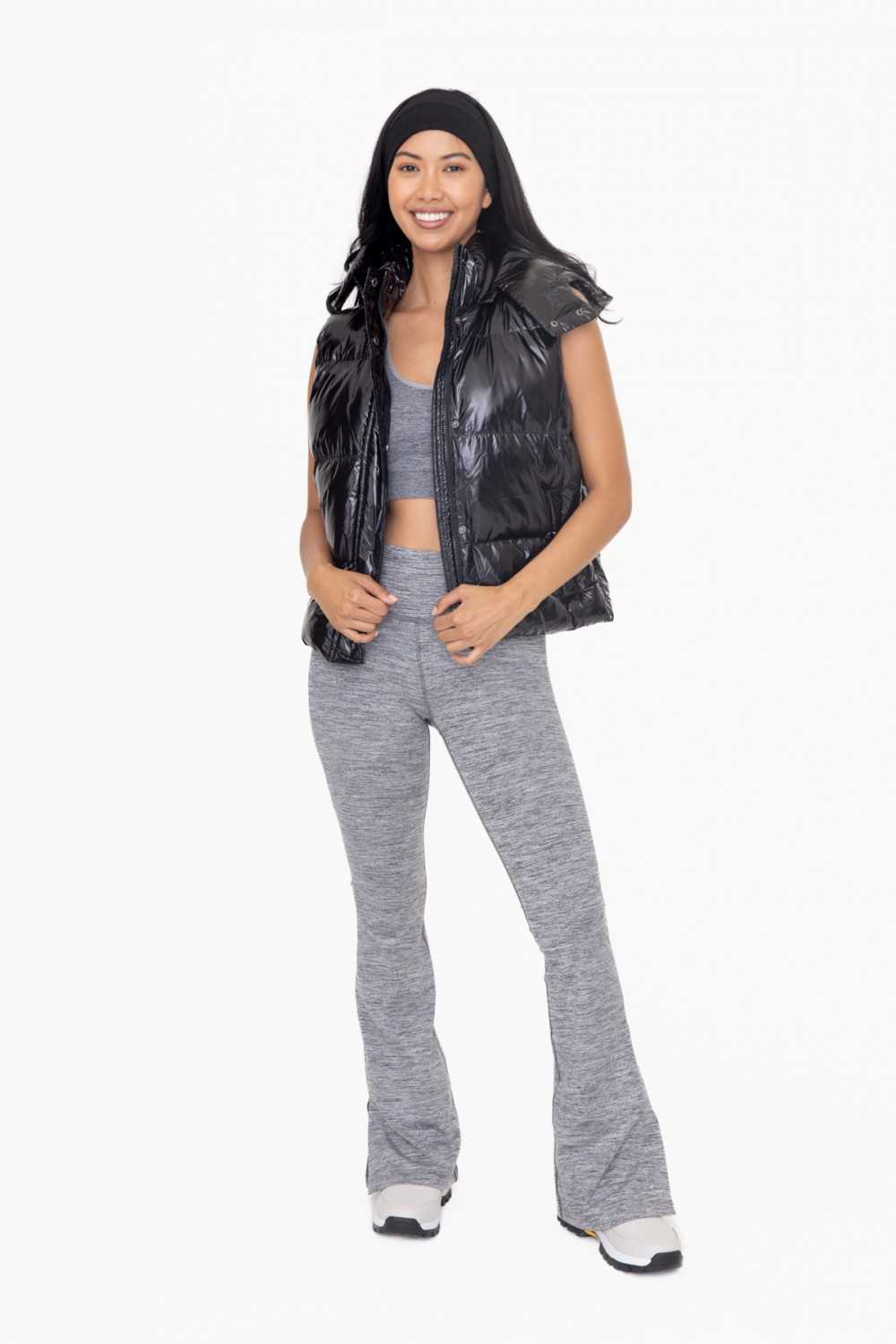 Glossy Faux Patent Leather High Neck Vest