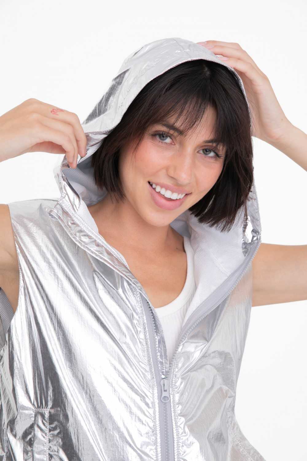 Retro Metallic Hooded Vest