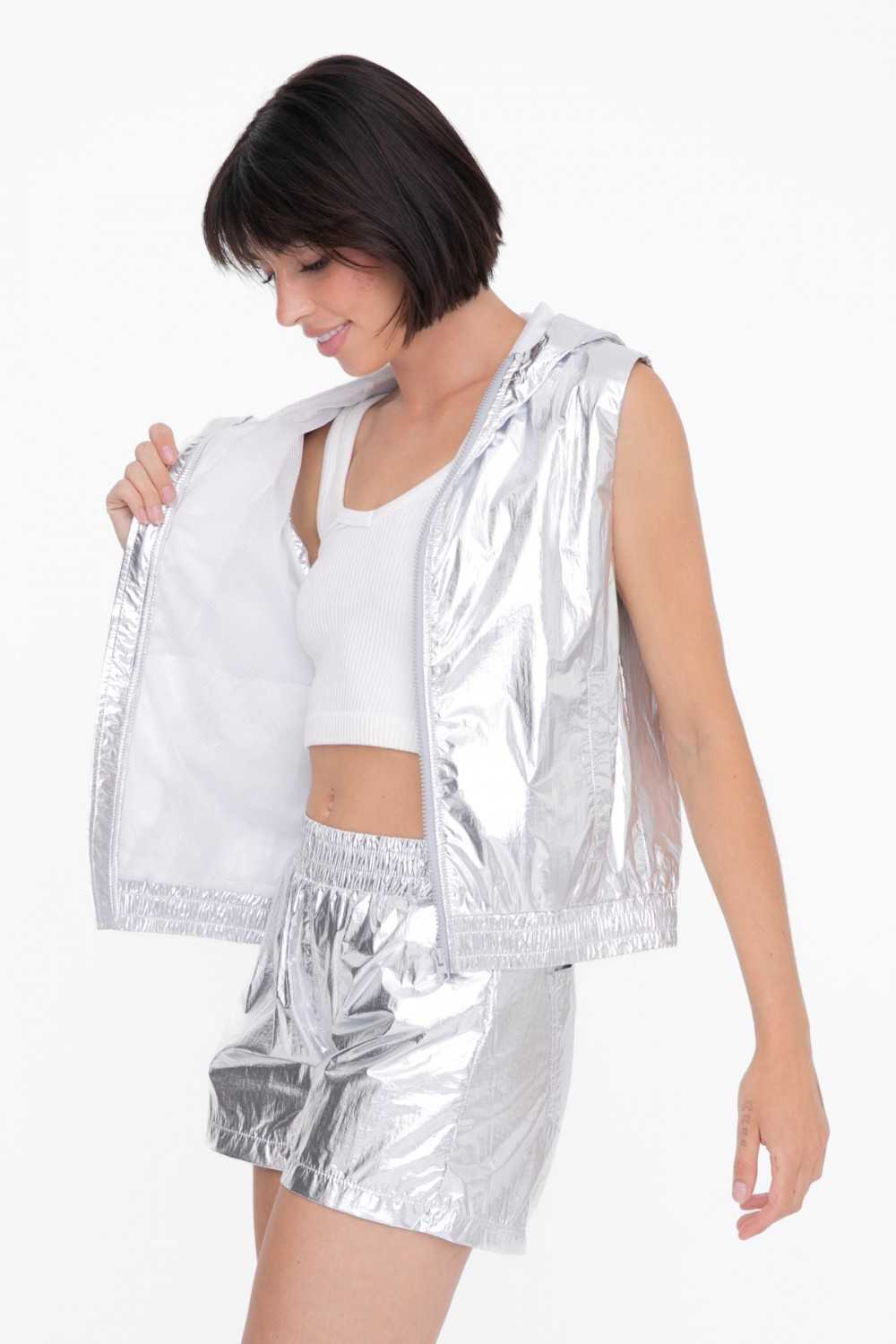 Retro Metallic Hooded Vest