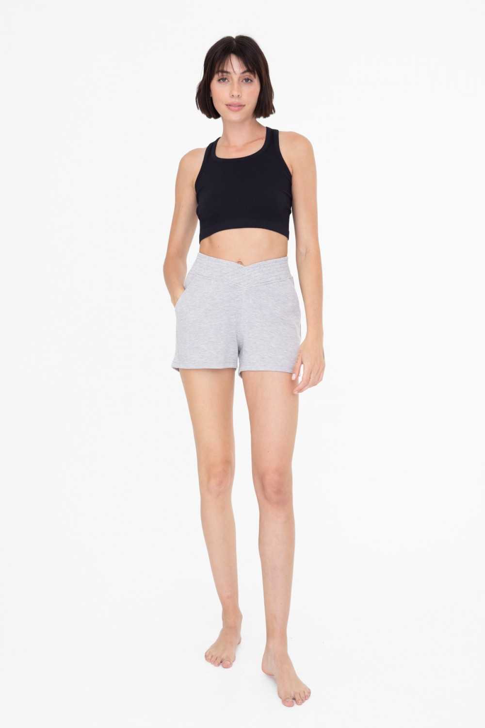 Ribbed Crossover Waist Lounge Shorts