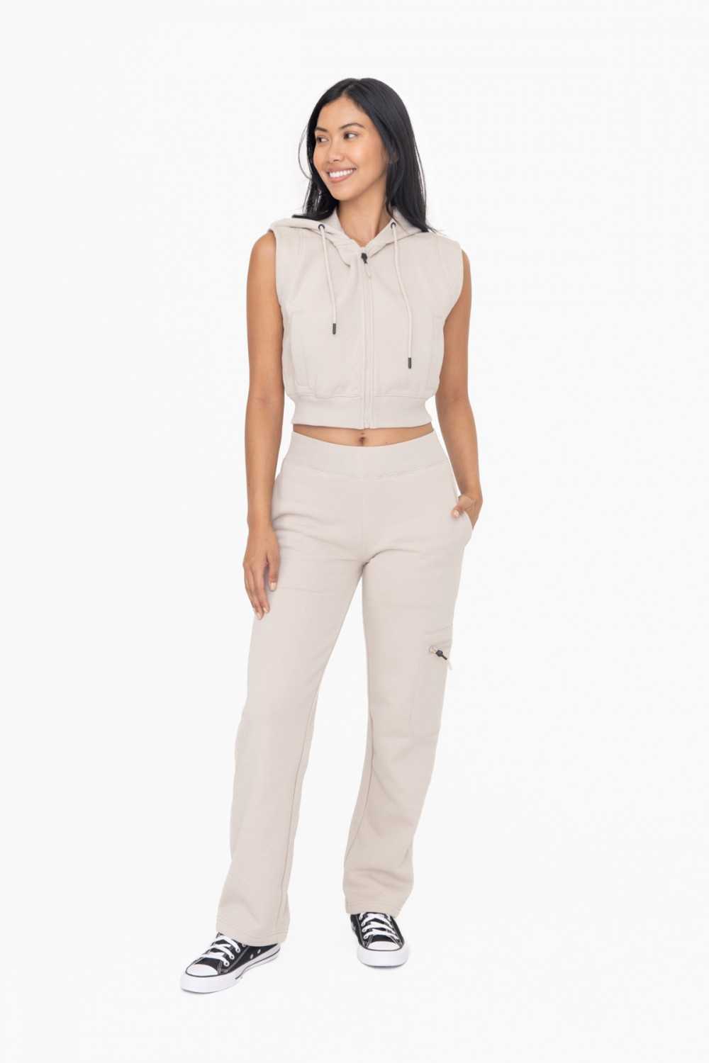Brushed Fleece Cropped Hooded Vest