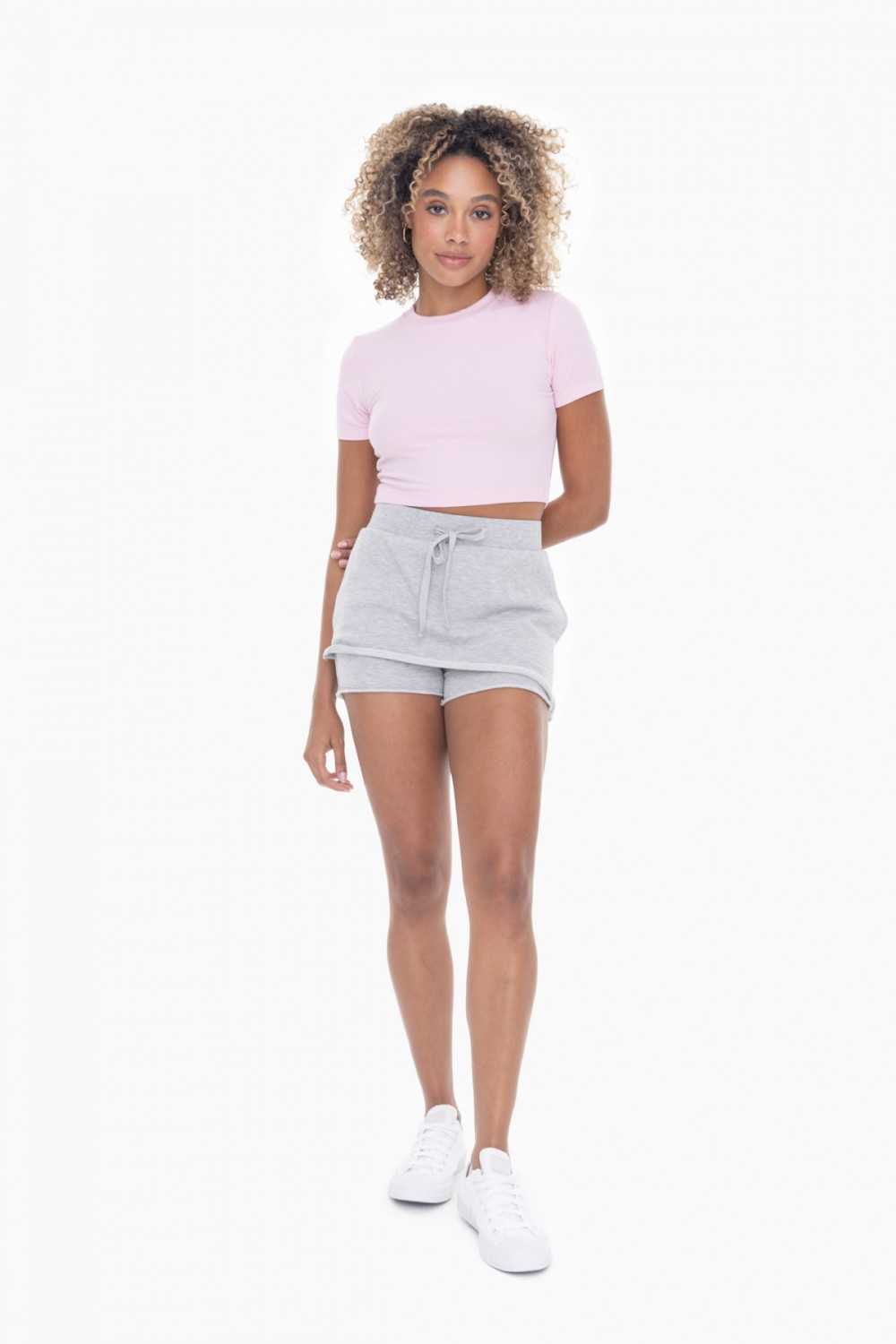 Essential Micro-Ribbed Cropped Athleisure Tee