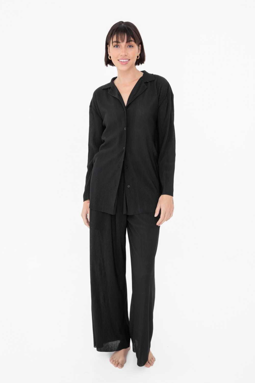 Micro Pleated Oversized Button Down Shirt