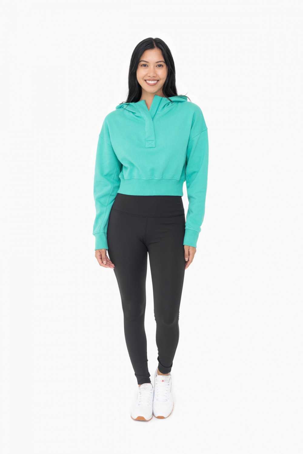 Cropped Half-Zip Fleece Hoodie
