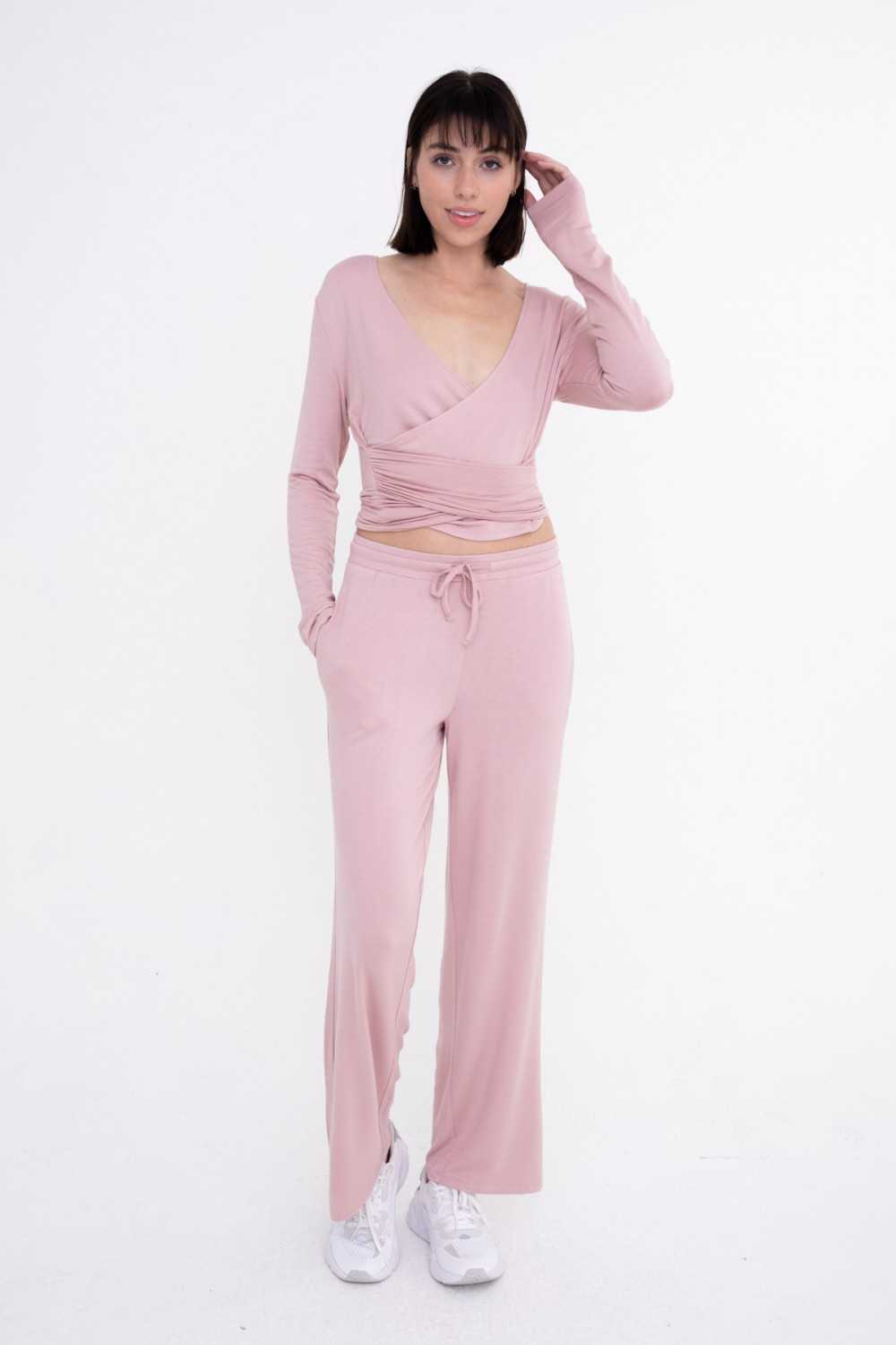 Long Sleeve Wrap Terry Top